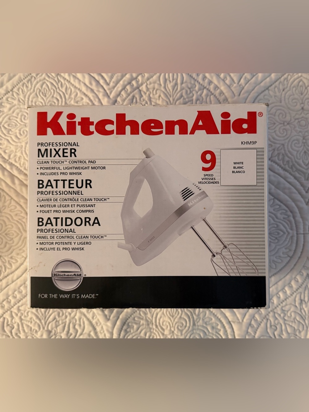 KitchenAid Professional 9 Speed Hand Mixer White KHM9P w/box & attachments TESTE